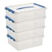 Sunware 4x Q-Line Storage Box - 12 Liter - 40 x 30 x 14 cm - Plastic - Transparent/Blue