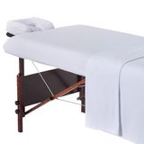 Master Massage Tafel flanel blad set 3 in 1 ligdeken, platte plaat, kussensloop voor gezicht wit
