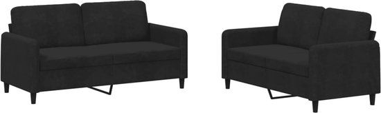 vidaXL Loungeset fluweel zwart 2-delig