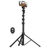 TARION Statief voor mobiele telefoon, selfiestick met bluetooth, afstandsbediening, 360 graden draaibare mobiele telefoonklem voor iPhone, smartphone en camera