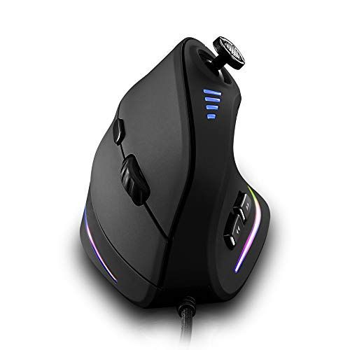 Attoe Verticale muis, Ergonomische USB bedrade verticale muis met 5D tuimel, 10000 DPI, 11 programmeerbare knoppen, RGB-gamingmuis voor gamer/pc/laptop/computer