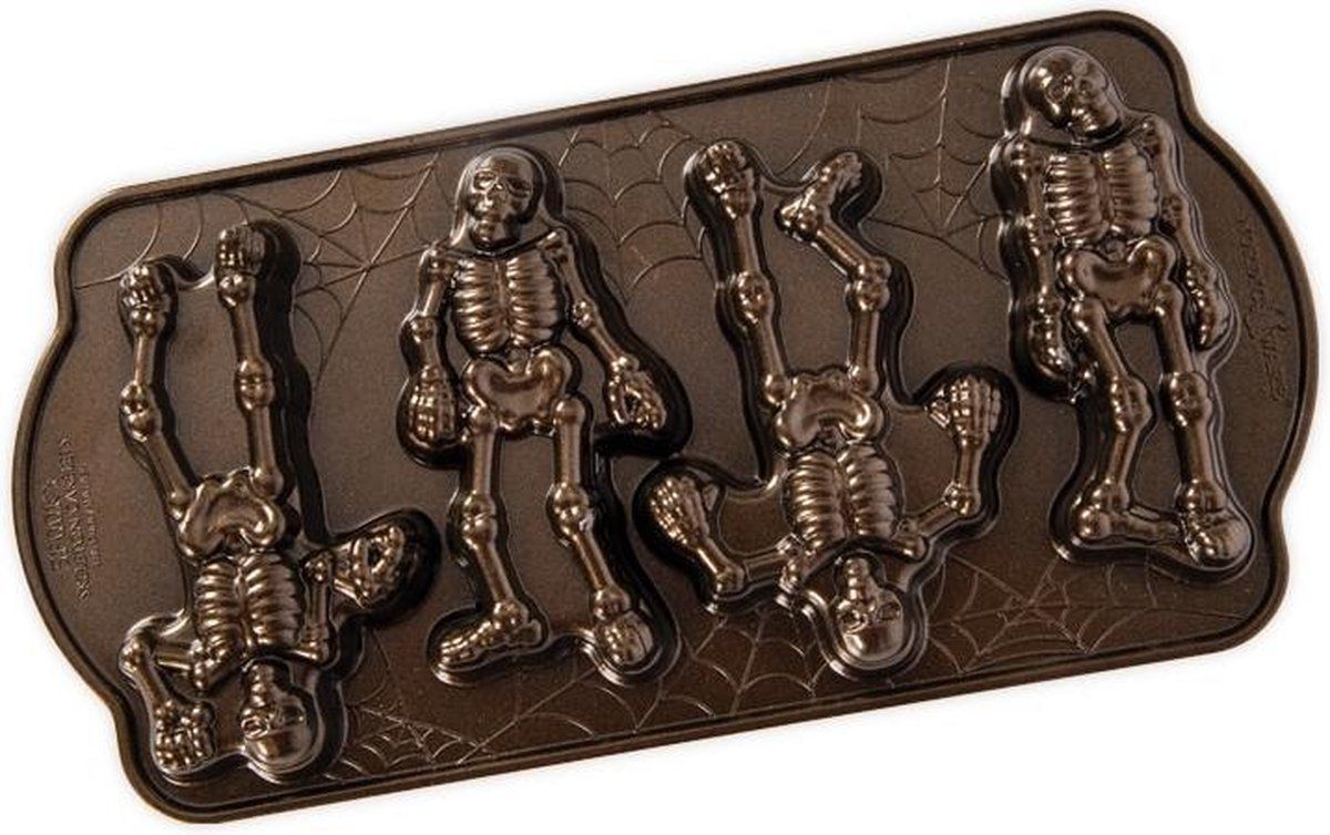 Nordic Ware 93548 Spooky Skeleton Cakelet Pan - Aluminium - Brons