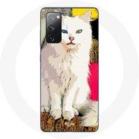 Maniacase Etui voor Samsung Galaxy S20 FE Witte Van Turk met Blauwe en Gele Ogen