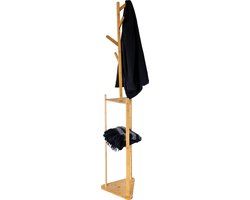 QUVIO Kapstok staand met legplanken - 32,5 x 32,5 x 179 cm