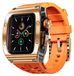 Wigento Apple Watch Series 9, 8, 7, 45 / SE 6, 5, 4, 44: siliconen band, metalen behuizing, hoesje