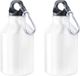 Merkloos / Sans marque Makito Western Europe Waterfles - 2x - Wit - Aluminium - 330 ml - schroefdop - met Karabijnhaak - Bidon