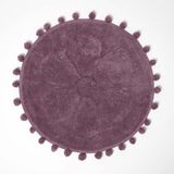 Homescapes Ronde Badmat Bloem, 60 cm - Badmat Bes met Pompons