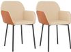 vidaXL Eetkamerstoelen 2 stuks stof en kunstleer crèmekleurig