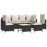 vidaXL 5-delige Loungeset met Kussens, Poly Rattan, Zwart