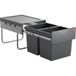 Hailo Afvalbak 3641521 | Ruimtebesparende tandem 2x 18 liter | vanaf 40 cm kast met draaideur | 346 x 475 x 336 mm | kunststof onderdelen donkergrijs | metalen onderdelen zilver | eenvoudige montage