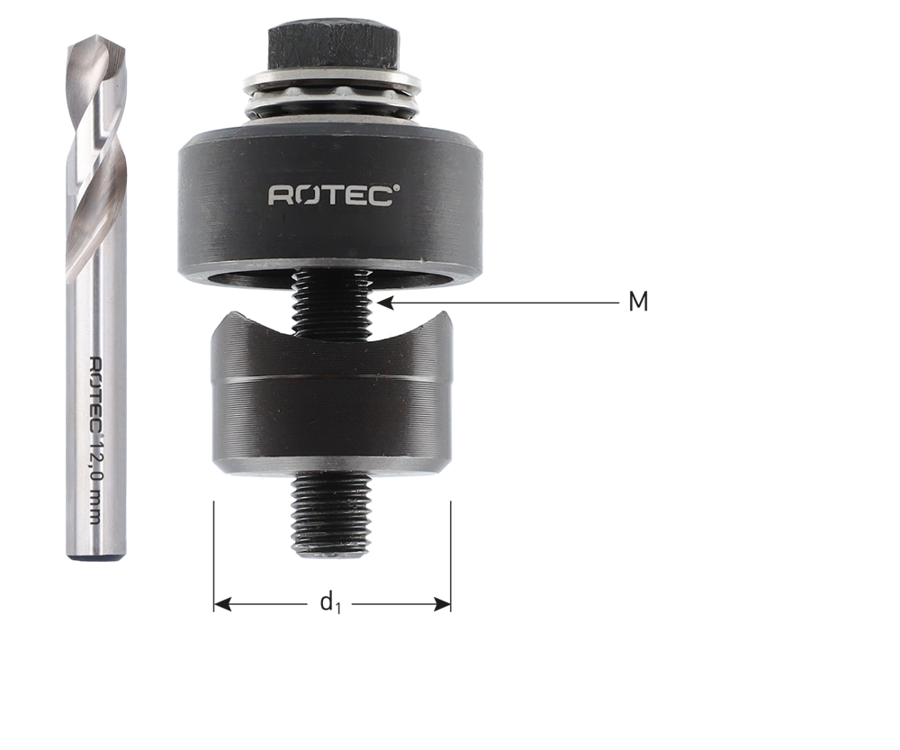 Rotec Gatenpons | OPTI-LINE | Met kogellager en boor | ø32,5 - 592.3250