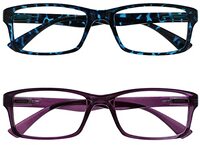 OPULIZE Leesbril Blauwe Schildpad & Purper Lezers Waarde 2 Stuks Mannen Vrouwen UVR2092BL_P +2,00