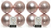 Decoris Boules de Noël - 8x pc - rose clair - 10 cm - plastique