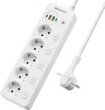 Multiprise 5 prises avec 4 USB - Interrupteur simple - Câble de 2 m