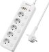 Multiprise 5 prises avec 4 USB - Interrupteur simple - Câble de 2 m