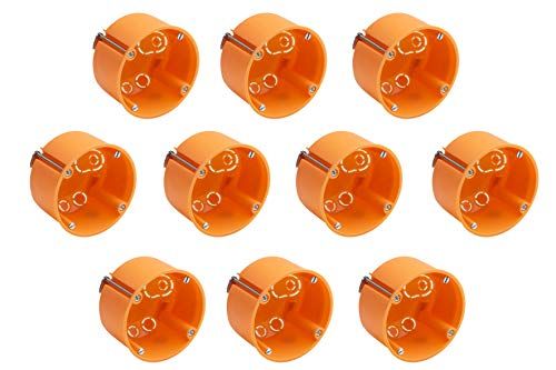Meister Holle wandcontactdoos inbouw - 45 mm diep - oranje - 10 stuks - Ø 68 mm freesgat - voor inbouw van schakelaars & stopcontacten/aansluitdoos/schakelkast/holle wand apparaatdoos / 7464120