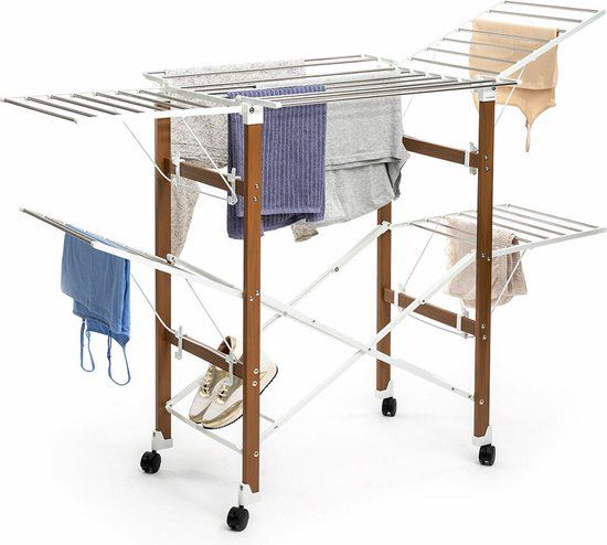 Inklapbaar verticaal kledingdroogrek op wielen Dreeyl InnovaGoods 38 Stangen