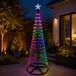 H&S Decoration Kerstboom Vlaggenmast RGB Licht 210cm 370 LED incl. Frame Colour Changing