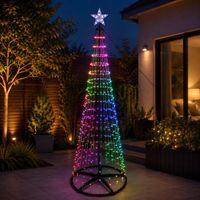 H&S Decoration Mât de drapeau pour sapin de Noël RGB Lumière 210cm 370 LED incl. Cadre Changement de couleur