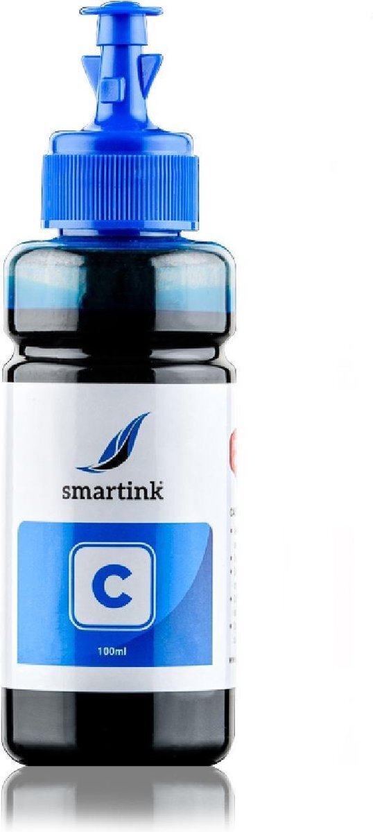 Smart ink Geschikt inkt Epson 664 XXL (T6642) Ecotank Cyaan 100 ml inktfles Huismerk)