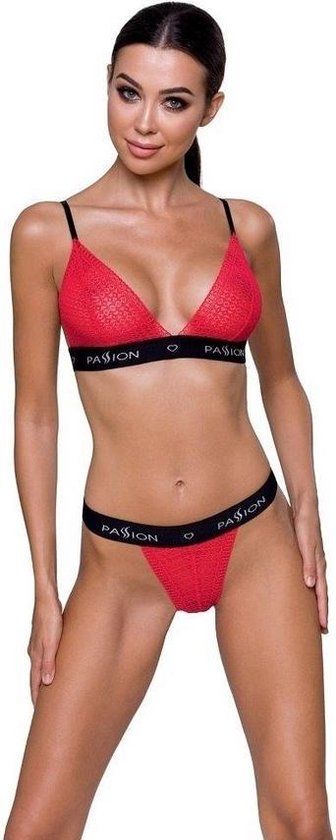 Passion-Exklusiv Lingerie set Gloria Rood met zwart Kant Elastaan Polyester Polyamide Maat L/XL