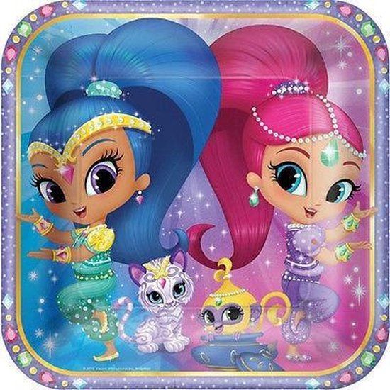 Shimmer and Shine bordjes 23 cm. 8 st. - Kinderfeestje