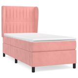 vidaXL Boxspringbed met matras, fluweel, roze, 100x200 cm