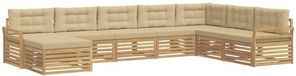 vidaXL Buiten bankenset 8-delig Wit en Beige Massief Acaciahout