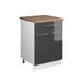 Vicco meuble bas pour évier/plaque de cuisson Fame-Line, anthracite laqué brillant/blanc, 60 cm avec tiroir, WB Chêne