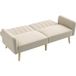 Canapé-lit 2 places, design scandinave, dossier réglable 3 positions, pieds en bois, tissu beige aspect lin