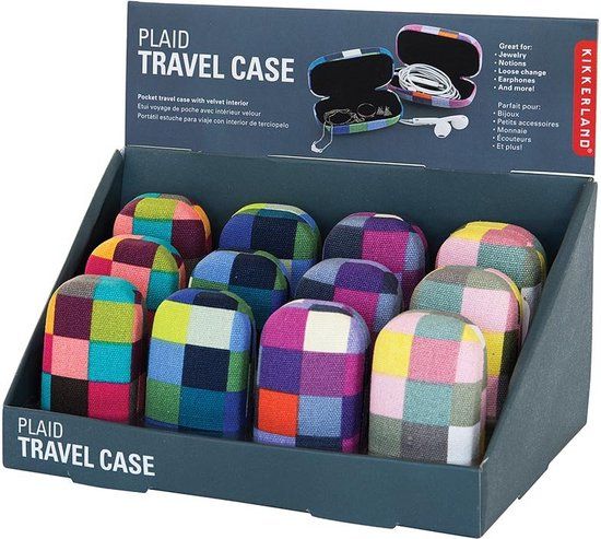 Kikkerland Plaid Travel Case Pocket travel Case with Velvet interior 9x5x3cm