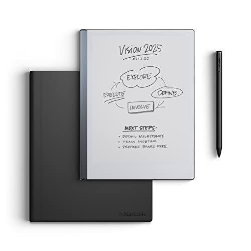 reMarkable reMarkable Luxe Bundel reMarkable 2 | E-Ink Tablet - 10,3" Zwart-Wit Display + Marker Plus Pen met Geïntegreerde Gum + Book Folio Lederen Hoes Zwart