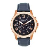 Fossil Grant herenhorloge, quartz chronograaf uurwerk, met roestvrijstalen armband of leren band