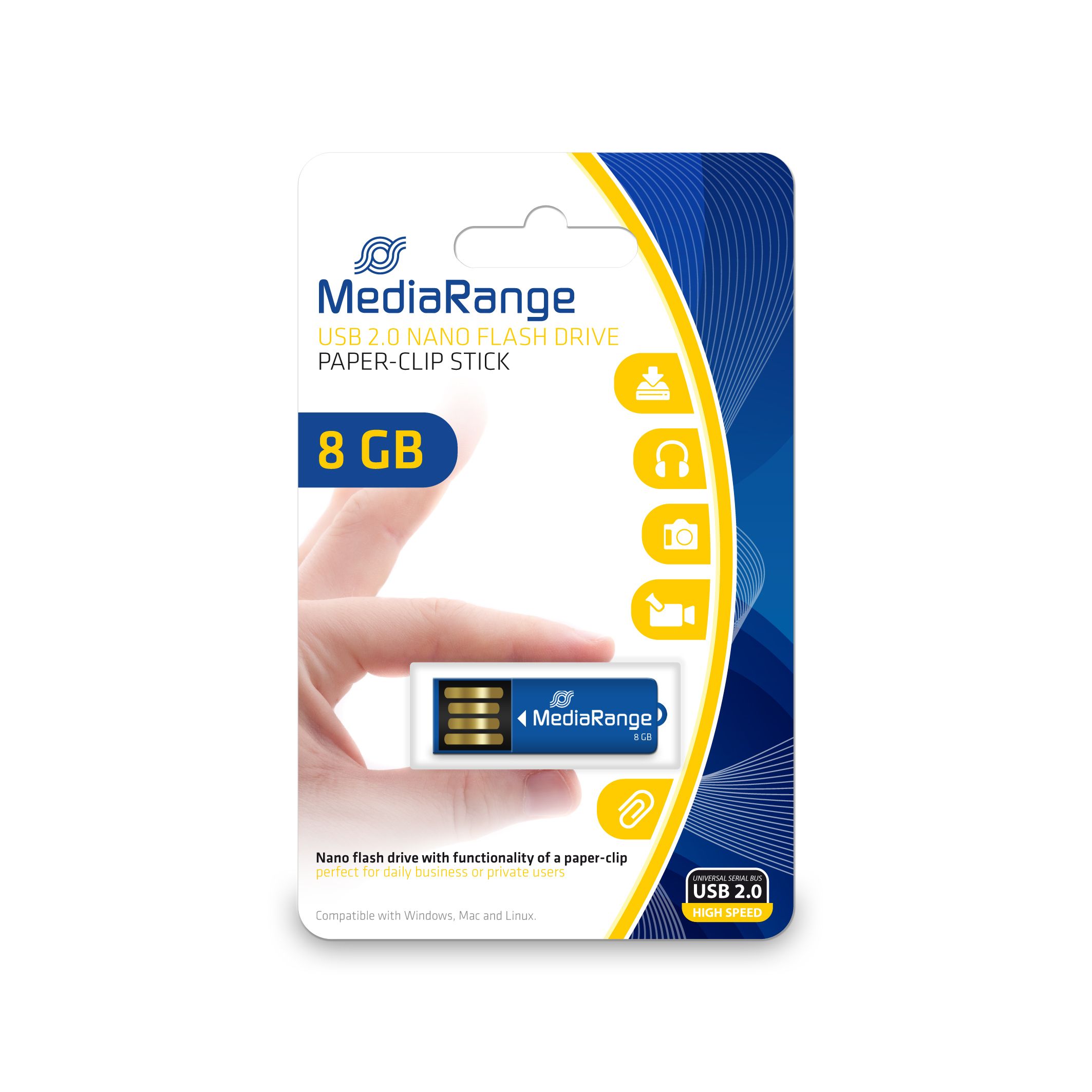 MediaRange MR975 USB Flash Drive 8GB USB 2.0 - Blue