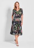 Goldner Zomerjurk Viscose jurk met bloemenpatroon