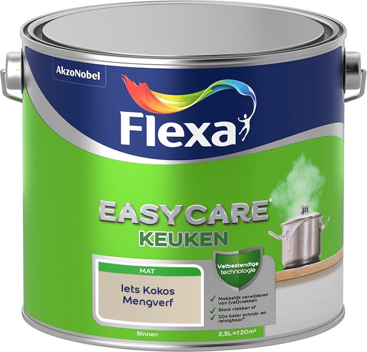 FLEXA Easycare Muurverf - Keuken - Mat - Iets Kokos - 2,5 liter