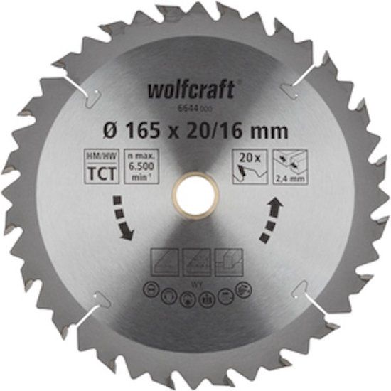 Wolfcraft Cirkelzaagblad 165x20/16mm - 20 Tanden