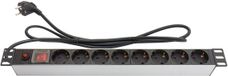 Good Connections 19 inch stekkerdoos | schakelaar | CEE 7/7 - 8x CEE 7/3 | 1U | aluminium | 1,8 meter