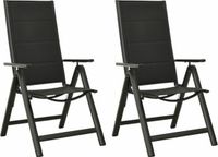 vidaXL Opklapbare stoelen, 2 stuks, van textiel en aluminium, zwart