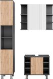 Vicco Meuble de salle de bain Fynn, Chêne anthracite/doré, 3 pièces