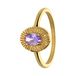 Lucardi Dames Stalen goldplated vintage ring bewerkt met paars zirkonia - Ring - Staal - Goudkleurig - 19 / 60 mm
