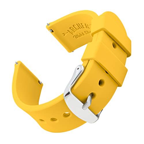 Archer Watch Straps - Vervangende Quick Release Horlogebanden van Zacht Siliconen Rubber voor Dames en Heren (Geel, 20mm)