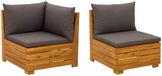 vidaXL Salon de jardin avec coussin 2 pièces Marron Acacia massif