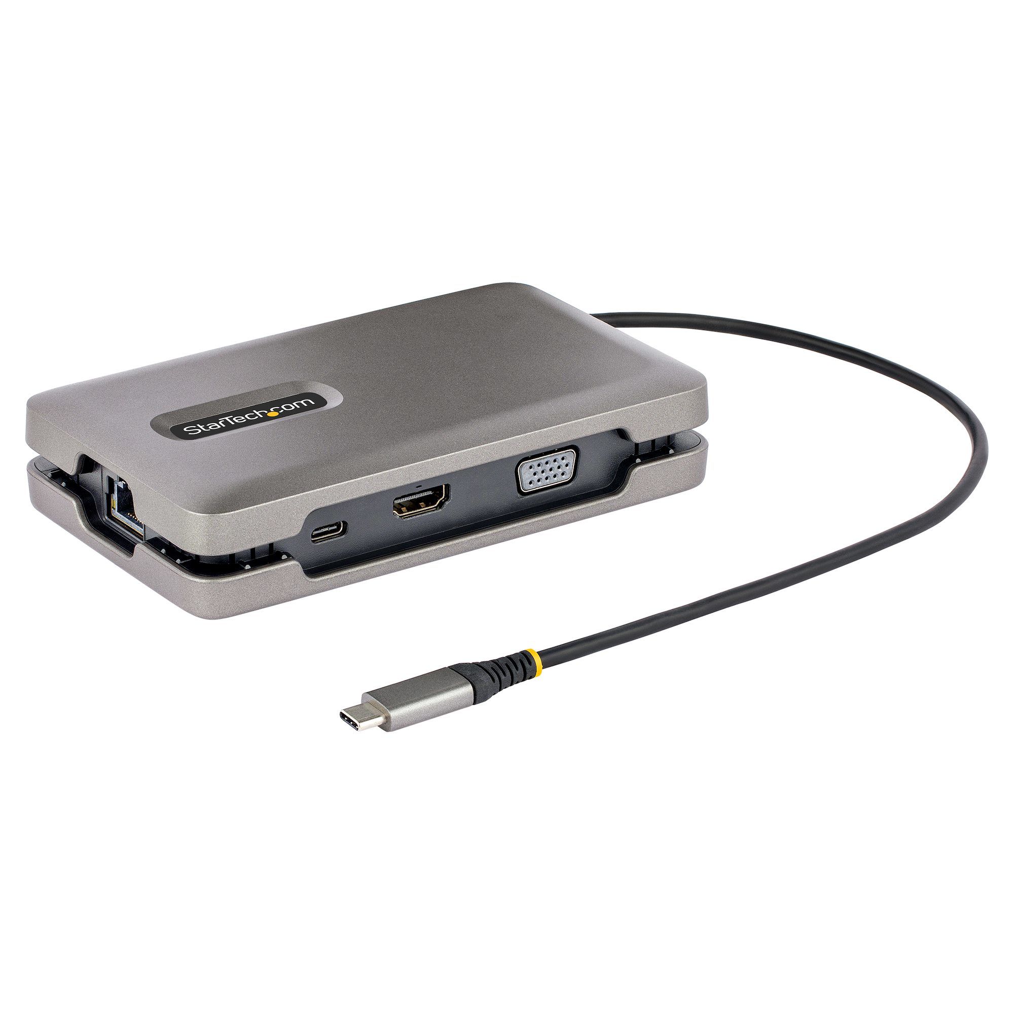 StarTech.com USB-C Multiport Adapter - 4K HDMI, VGA, USB-C, Ethernet, 100W PD - Grey