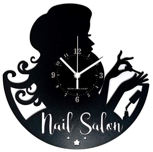 Instant Karma Clocks Wandklok Nail Make Up Salon Beauty Salon Manicure Shop Nagellak zwart hout 30 cm