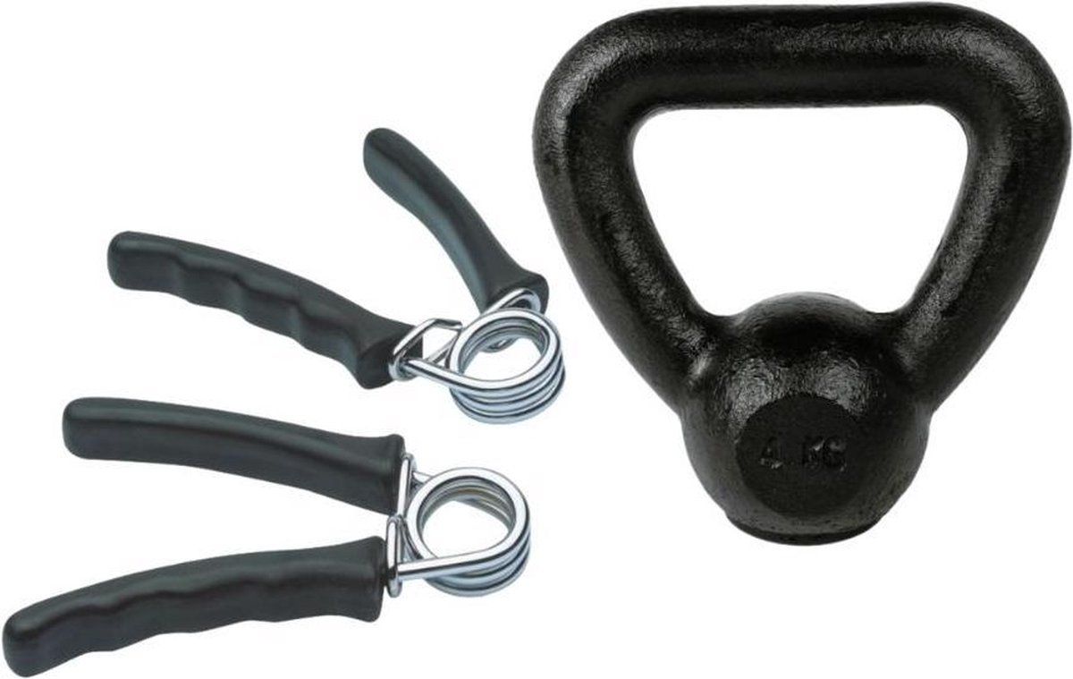 Tunturi Fitness Set - Knijphalters 2 stuks - Kettlebell 4 kg