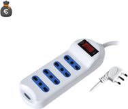 ALCAPOWER Stekkerdoos 4-voudig bipasso met verlichte schakelaar, 1,5m kabel, 10A haakse stekker, wit, 2500W