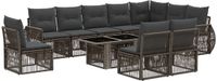 vidaXL Tuinbank Set 11 st Grijs en Donkergrijs Polyrattan