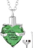 Hemelwinkel Luxe Ashanger - met Ketting - Voor As, Haren of Parfum - Assieraad - As Ketting - Gedenksieraad - Urn - Incl. As vuller en Opbergzakje - GROEN
