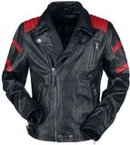 Rock Rebel by EMP Zwart leren jack met rode details - Heren - 3XL